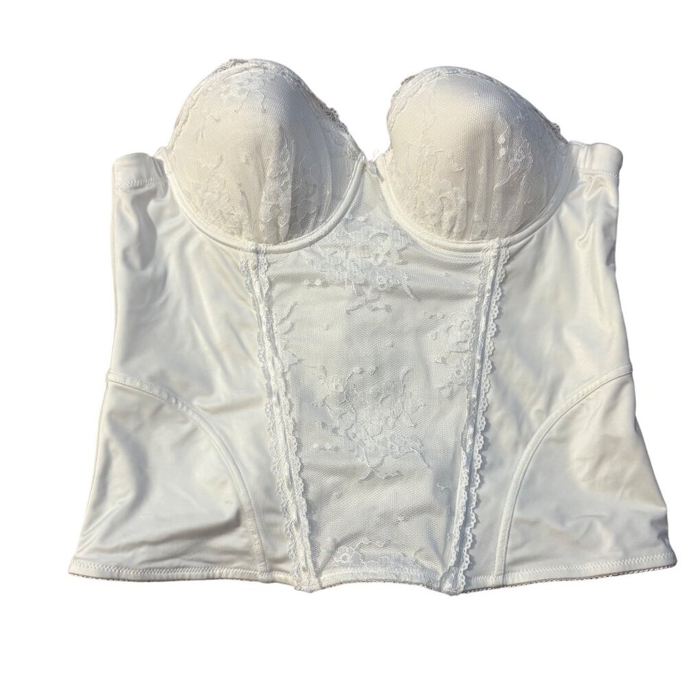 Ambrielle XL/34DD White Lace Bustier Corset With Underwire Support